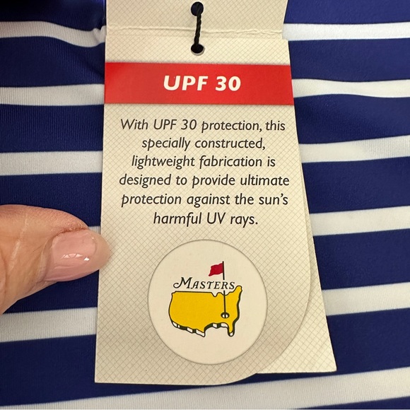 🆕 Masters Tech Golf Polo Royal Blue/ White Striped Sz L Augusta - Picture 8 of 16